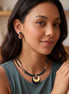 Women's Boho Multi-Strand Beaded Disc Pendant Necklace & Drop Earring Set | Layered Wooden-Style Concentric Circle Statement Jewelry Set#FW105966SET (SHCD10)