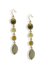 3" Bohemian Long Beaded Drop Earrings – Earthy Olive and Amber Tones with Gold-Tone Fishhooks#E12733_GLD_GRN (TD1/Show Room)