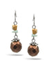 SILVER BROWN BEAD DROP EARRINGS#E14650_SIL_OX_BRW(AH17)