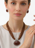 Chocolate Brown Multi-Strand Pendant Necklace & Matching Earrings Set – Silver Tone Statement Jewelry #FW-SET07387TQ (I-Line Top)