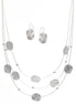 Silver Brushed Illusion Necklace And Earrings Set #SCE18256_SILVER(MB16)