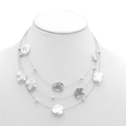 Silver Brushed Illusion Necklace And Earrings Set #SCE18256_SILVER(MB16)