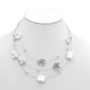 Silver Brushed Illusion Necklace And Earrings Set #SCE18256_SILVER(NG14)