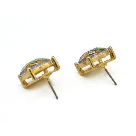 GOLD AND MULTI BUTTERFLY SQUARE STUD EARRINGS #HNE90740MUL(GD18)