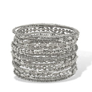 Silver and crystal 14-Piece Bangle Bracelet Set – Classic Stacked Bangles For Women#VB16272_S-CRY(DC6BACK-SRK))