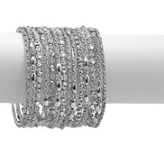 Silver and crystal 14-Piece Bangle Bracelet Set – Classic Stacked Bangles For Women#VB16272_S-CRY(DC6BACK-SRK))