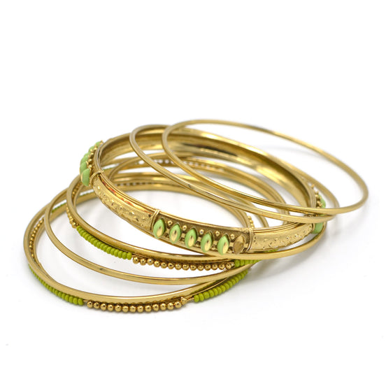 GOLD OLIVE 8 PCS BANGLE SET#B0219_GLD_OLIVE(OB18)
