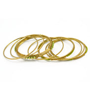 GOLD OLIVE 8 PCS BANGLE SET#B0219_GLD_OLIVE(OB18)