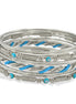 Silver Turquoise 9-Piece Bangle Bracelet Set – Classic Stacked Bangles For Women #KB0231_S-TURQ (DC1)