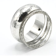 SILVER HAMMERED 5 PCS BANGLE SET#RB75012_SILVER(UH8)