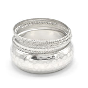 SILVER HAMMERED 5 PCS BANGLE SET#RB75012_SILVER(UH8)