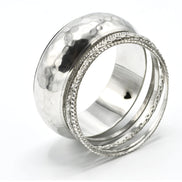 SILVER HAMMERED 5 PCS BANGLE SET#RB75012_SILVER(UH8)