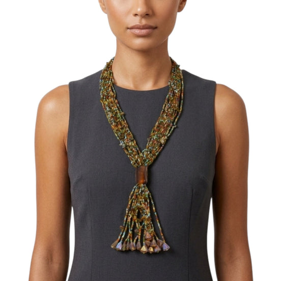 40" Multi-strand Beaded Tassel Necklace #N3101-MULTI-2