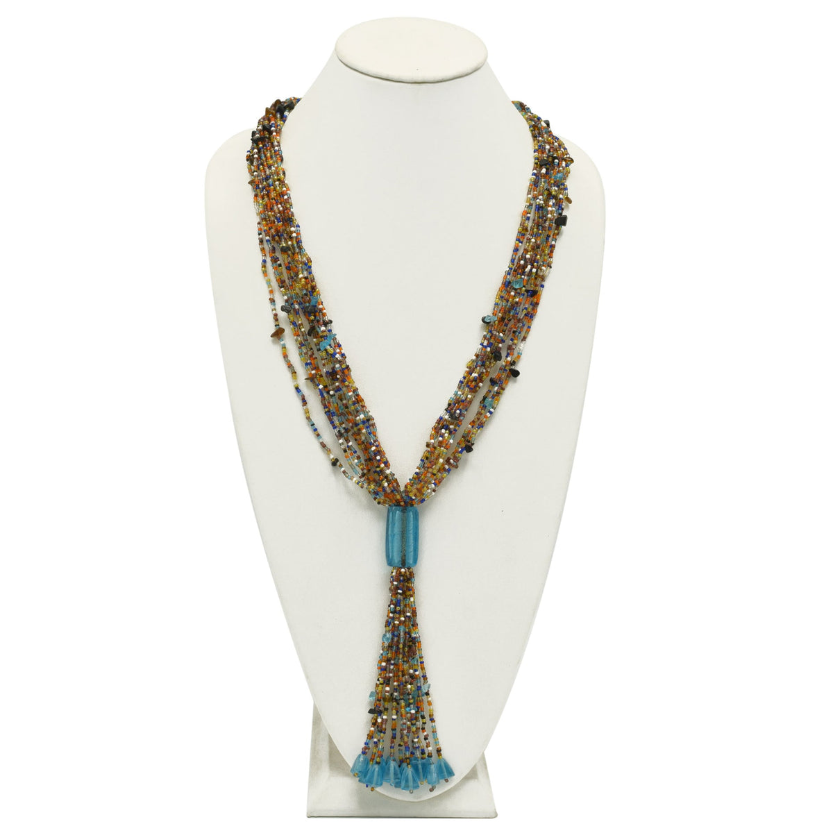 Multicolor multi layered Seed beads tassel long Necklace #N3101-Multi (PA7)