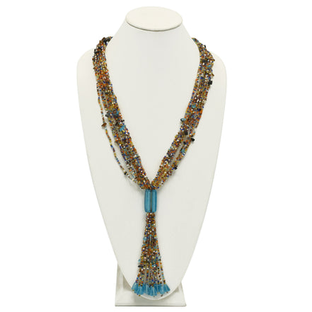 Multicolor multi layered Seed beads tassel long Necklace #N3101-Multi (PA7)