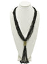 Black Multi Layered Seed Beads Tassel Long Necklace #N3101_BLACK (PF9)