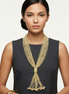 Ivory multi layered Seed beads tassel long Necklace #N3101_IVORY (RF5/R-OH21)