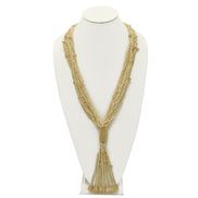 Ivory multi layered Seed beads tassel long Necklace #N3101_IVORY (RF5/R-OH21)