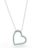 SILVER AQUA RHINESTONE HEART PENDANT NECKLACE # HNN2013L-SIL/AQUA/CRY