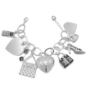 SILVER GIRL'S DAY OUT CHARM BRACELET  #HNB75875_SIL-BLK (AB17/HE9/AB16)