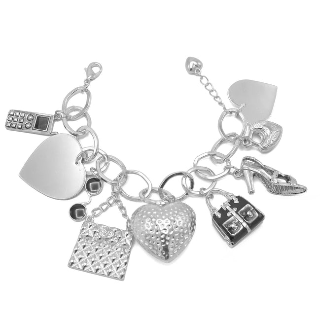 SILVER GIRL'S DAY OUT CHARM BRACELET  #HNB75875_SIL-BLK (AB17/HE9/AB16)