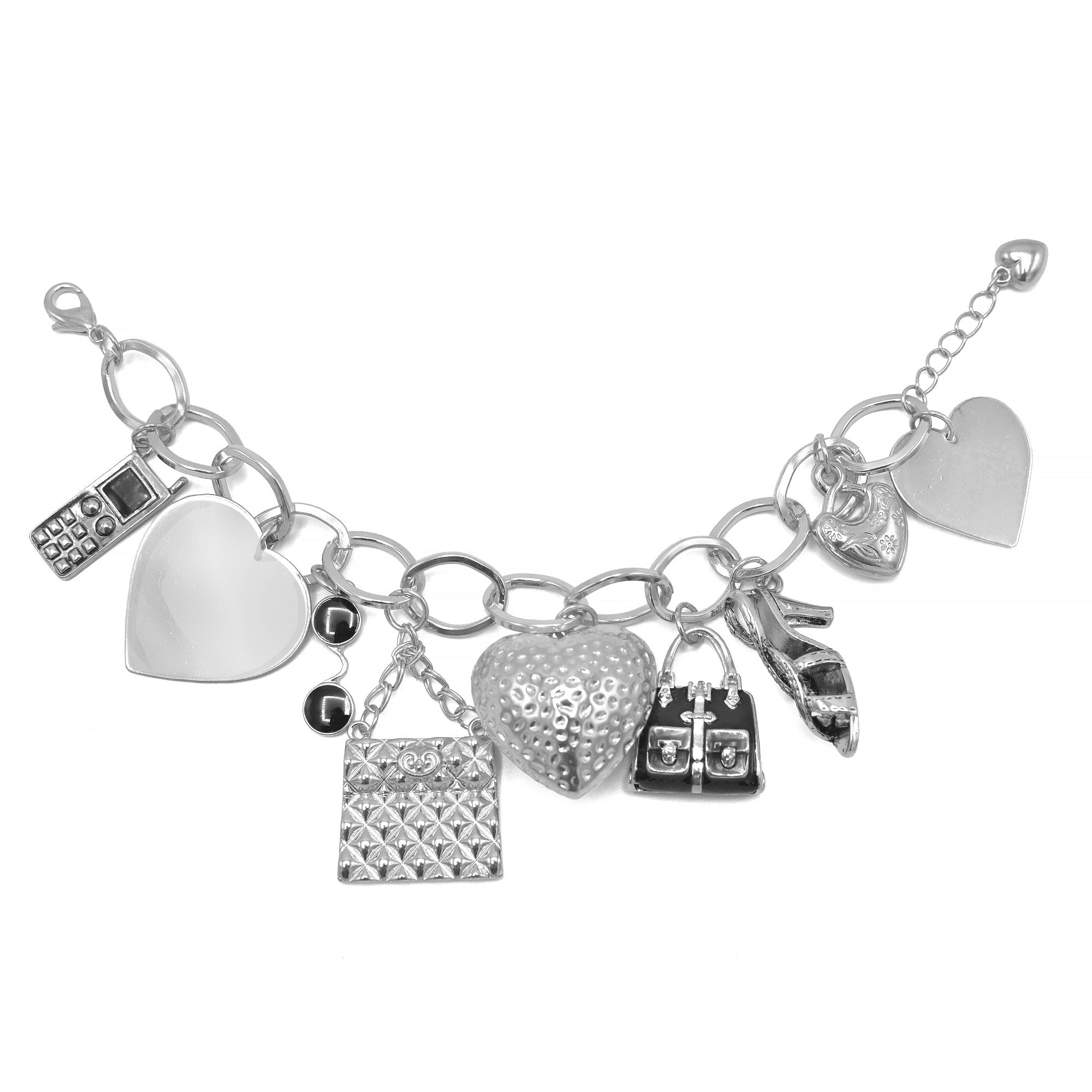 SILVER GIRL'S DAY OUT CHARM BRACELET  #HNB75875_SIL-BLK (AB17/HE9/AB16)
