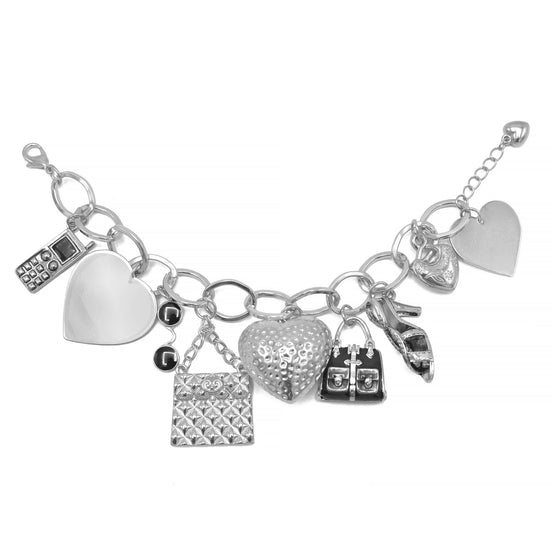 SILVER GIRL'S DAY OUT CHARM BRACELET  #HNB75875_SIL-BLK (AB17/HE9/AB16)