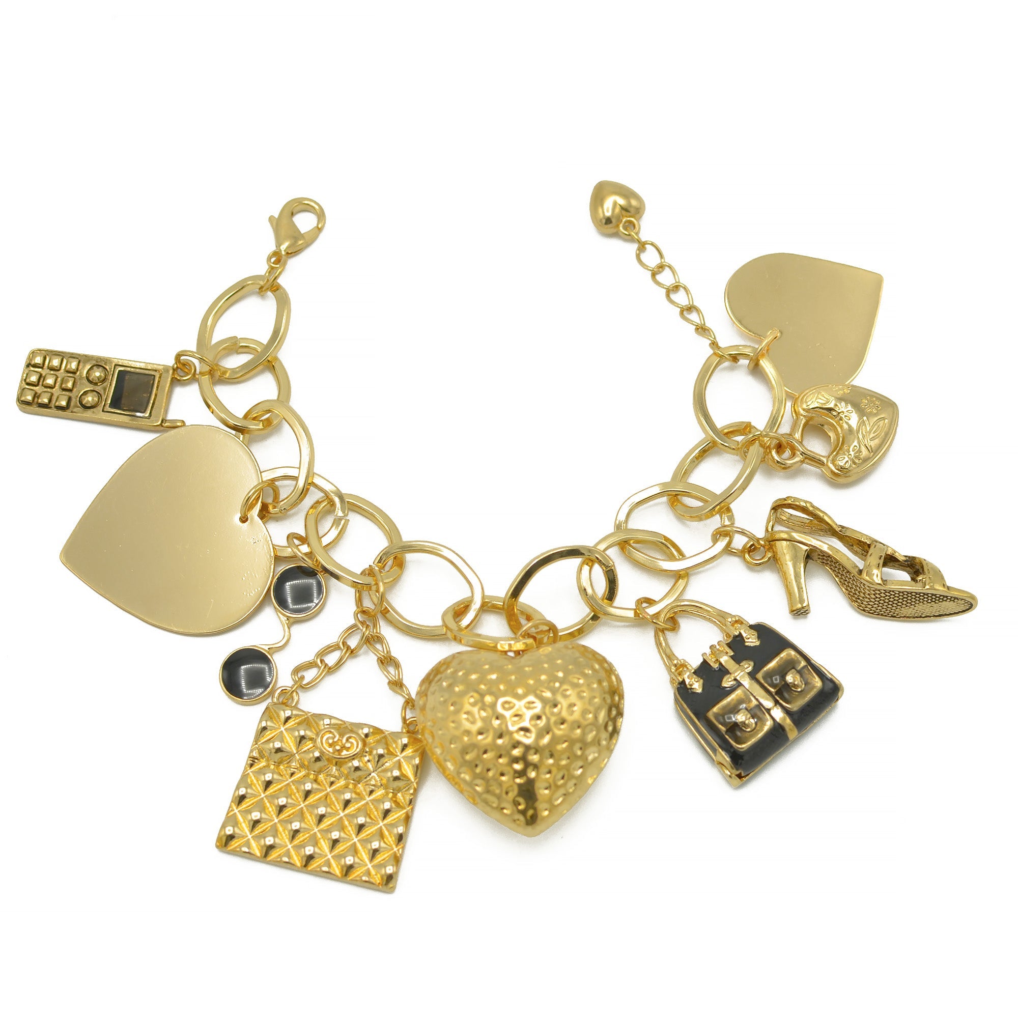 GOLD GIRL'S DAY OUT CHARM BRACELET  #HNB75875_GLD-BLK (HD12)