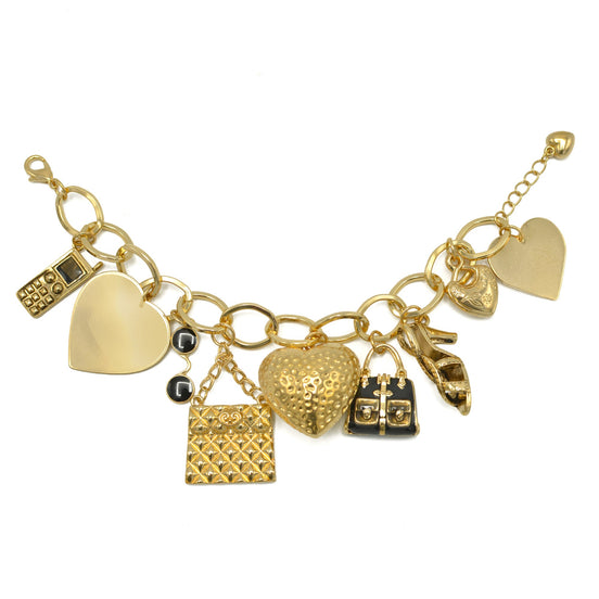 GOLD GIRL'S DAY OUT CHARM BRACELET  #HNB75875_GLD-BLK (HD12)