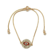 GOLD BLUE CRYSTAL EVIL EYE BOX CHAIN BRACELET #SQXL0818RED(OD15)