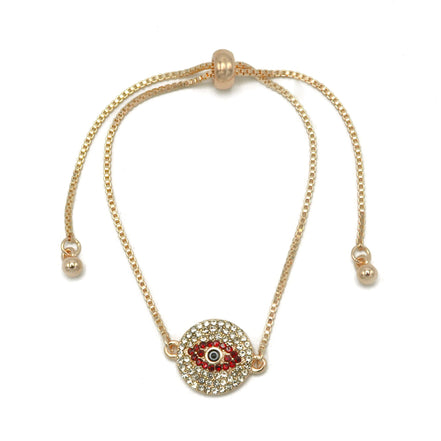 GOLD BLUE CRYSTAL EVIL EYE BOX CHAIN BRACELET #SQXL0818RED(OD15)