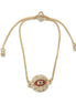 GOLD BLUE CRYSTAL EVIL EYE BOX CHAIN BRACELET #SQXL0818RED(OD15)