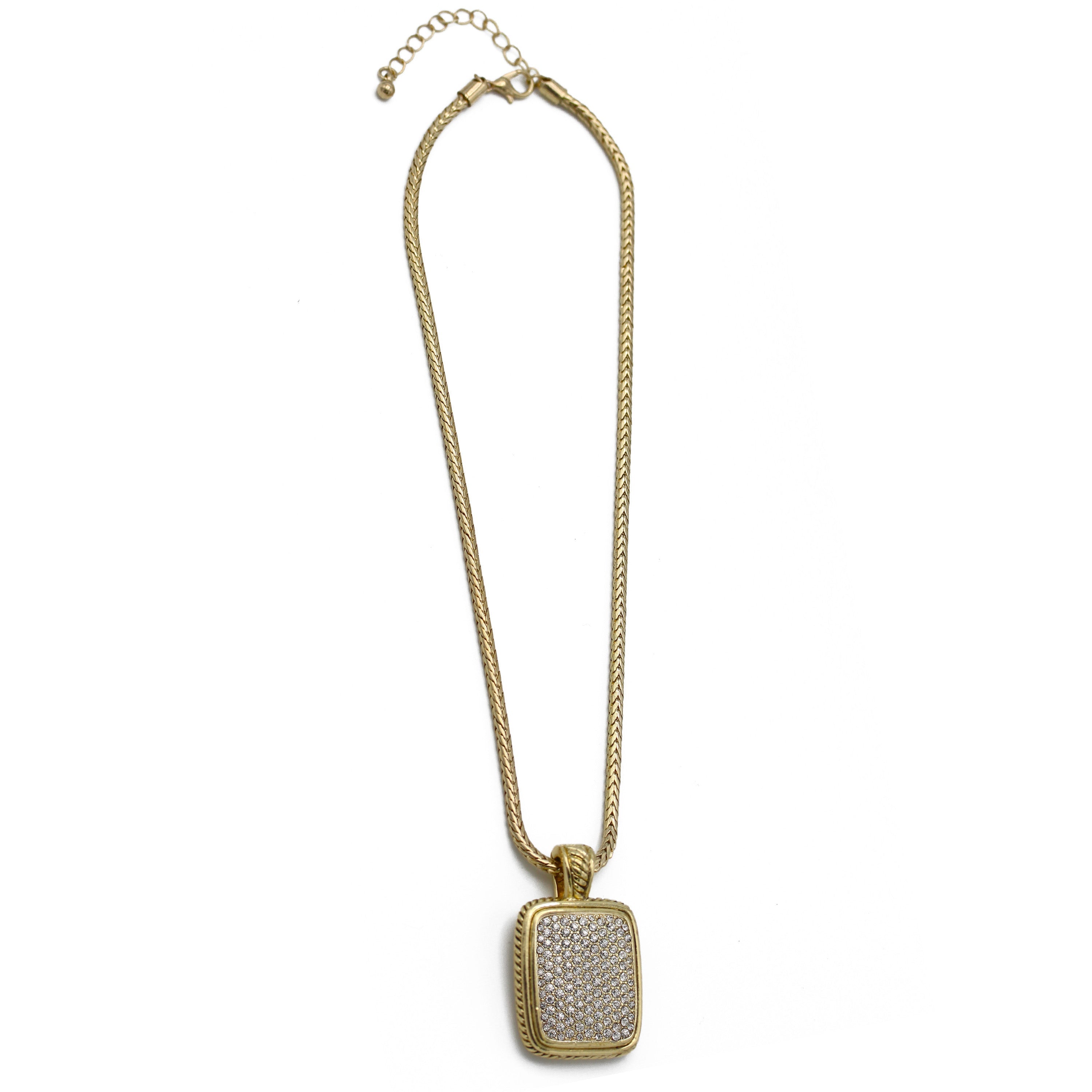 Artisan Two-Tone Pavé Crystal Bolo Necklace 18