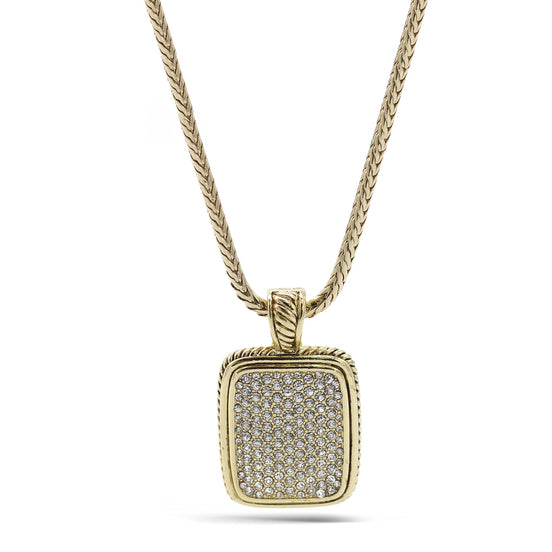 Artisan Two-Tone Pavé Crystal Bolo Necklace 18"📿#12504EH-GD(FC15)