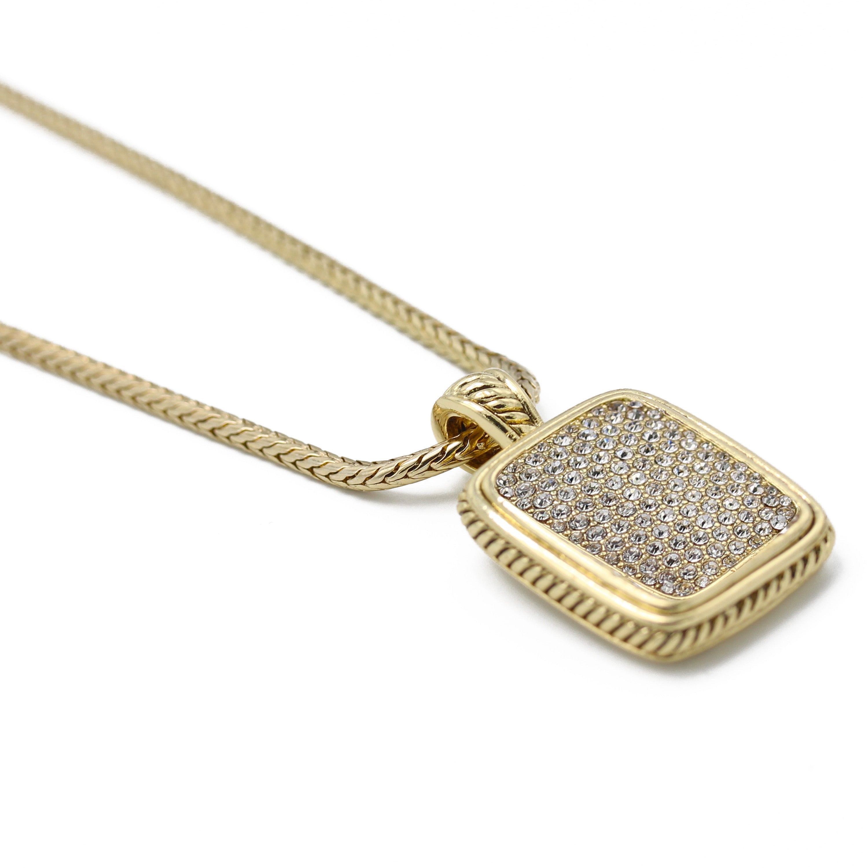 Artisan Two-Tone Pavé Crystal Bolo Necklace 18