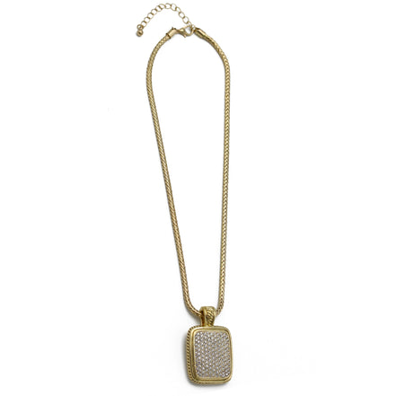 Artisan Two-Tone Pavé Crystal Bolo Necklace 18"📿#12504EH-GD(FC15)