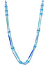 SILVER TURQUOISE AND BLUE BEADS LAYER NECKLACE # FW-N129SB(15FL&28W-B)