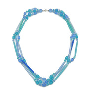 SILVER TURQUOISE AND BLUE BEADS LAYER NECKLACE # FW-N129SB(15FL&28W-B)