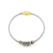 TWO-TONE CHAMPAGNE CRYSTAL CLASSIC CABLE BRACELET#93012BR-CHM(FF16/FA8)