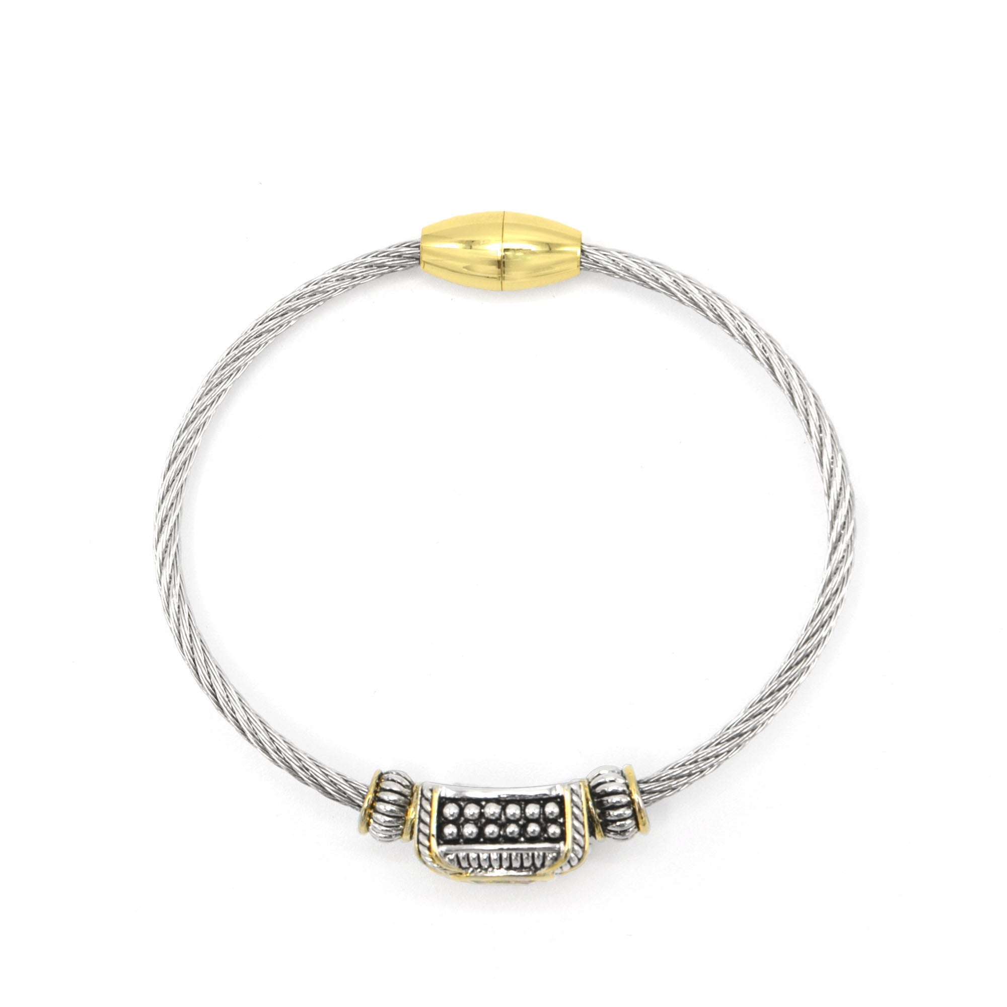 TWO-TONE CHAMPAGNE CRYSTAL CLASSIC CABLE BRACELET#93012BR-CHM(FF16/FA8)