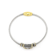 TWO-TONE CLEAR CRYSTAL CLASSIC CABLE BRACELET# 93012BR-CLEAR(FA7)