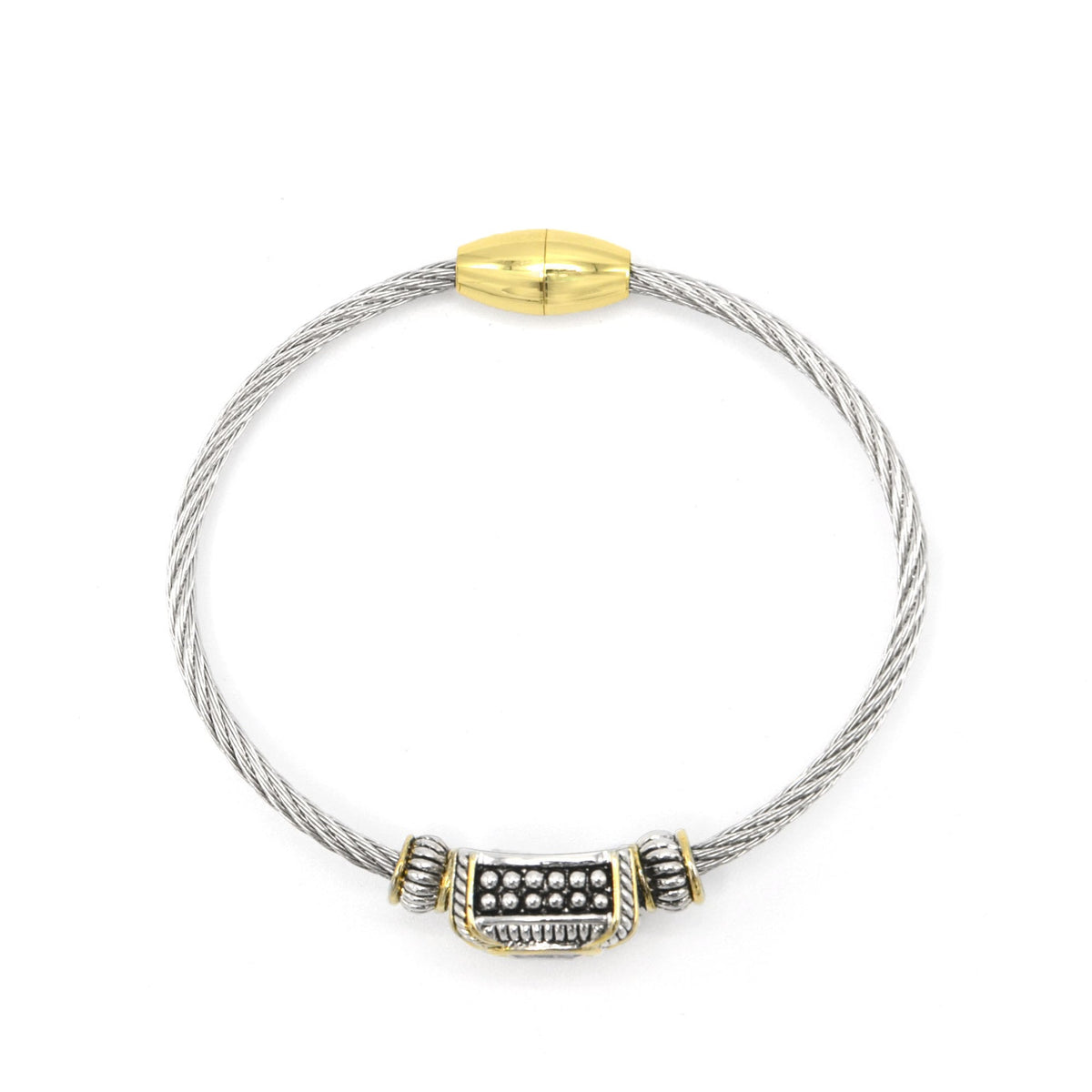 TWO-TONE CLEAR CRYSTAL CLASSIC CABLE BRACELET# 93012BR-CLEAR(FA7)