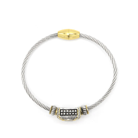 TWO-TONE CLEAR CRYSTAL CLASSIC CABLE BRACELET# 93012BR-CLEAR(FA7)