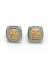 TWO TONE CHAMPAGNE CRYSTAL SQUARE EARRINGS SET # 93012ER-CHM(FF16/FA8)