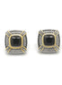 TWO TONE BLACK CRYSTAL SQUARE EARRINGS SET#93012ER-JET(FB6)