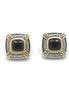 TWO TONE BLACK CRYSTAL SQUARE EARRINGS SET#93012ER-JET(FB6)