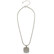 TWO TONE CHAMPAGNE CRYSTAL SQUARE PENDANT BOX CHAIN NECKLACE# 93012EH-CHAM(FE16/(FA17)