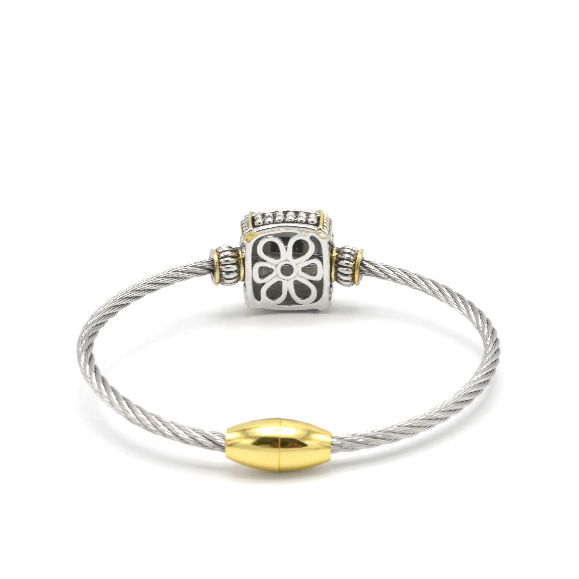 TWO-TONE BLACK CRYSTAL CLASSIC CABLE BRACELET # 93012BR-JET(FF16/FB6)