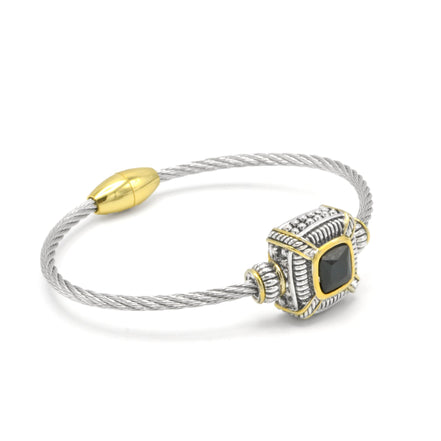 TWO-TONE BLACK CRYSTAL CLASSIC CABLE BRACELET # 93012BR-JET(FF16/FB6)