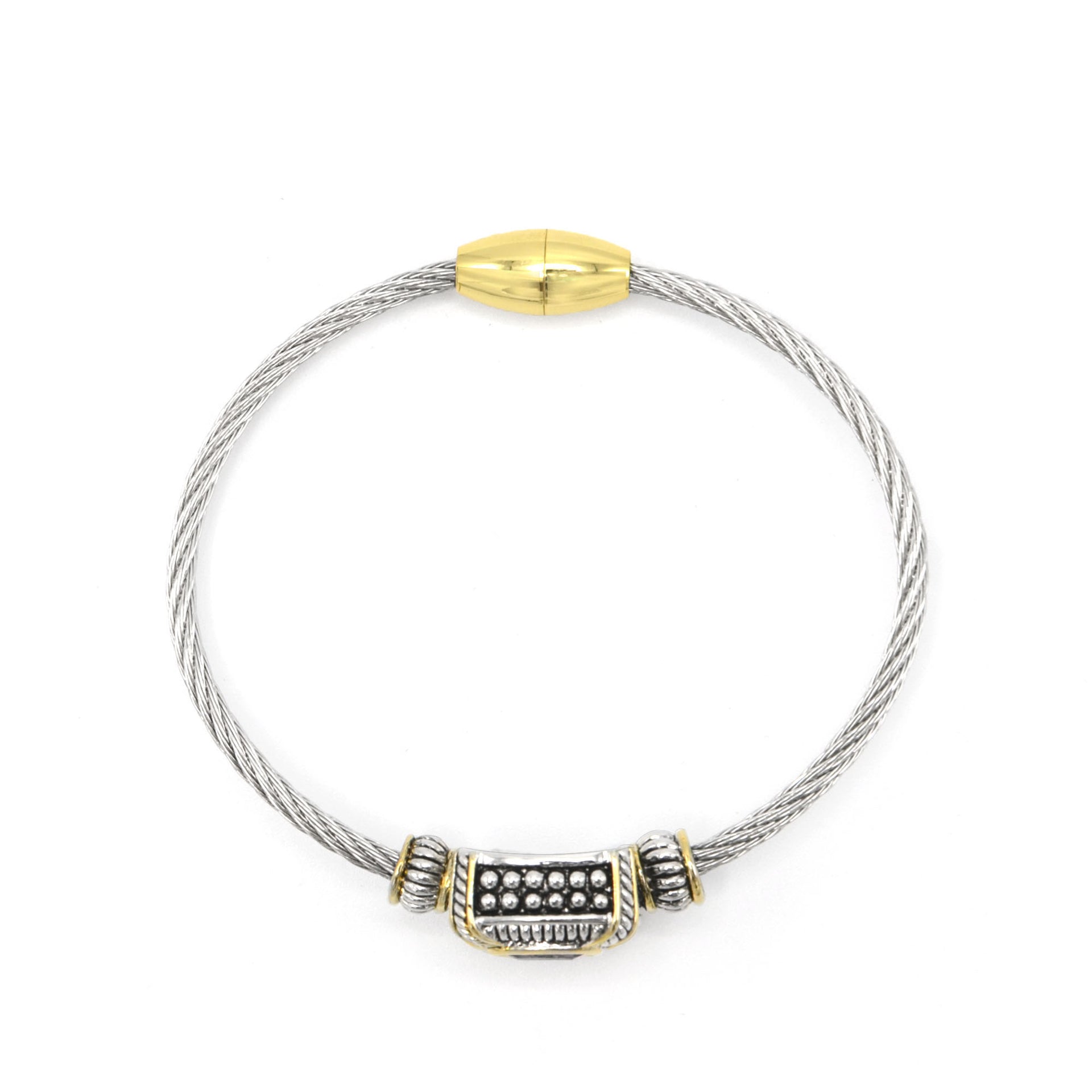 TWO-TONE BLACK CRYSTAL CLASSIC CABLE BRACELET # 93012BR-JET(FF16/FB6)